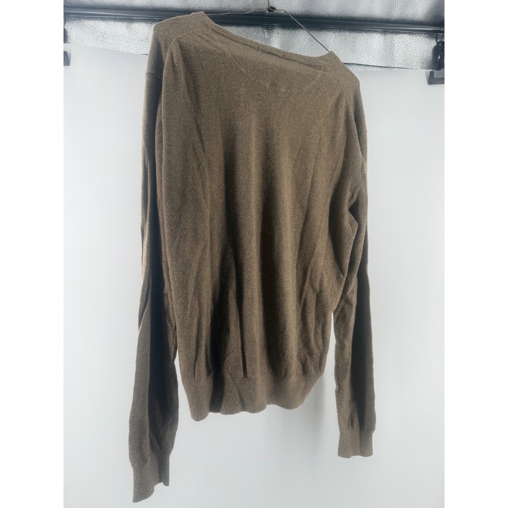 Johnston & Murphy Mens Brown Silk Angora Blend V-Neck Sweater Size L